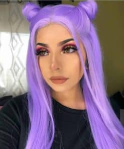 Pelucas Frontales de Encaje Sintético Morado para Mujeres