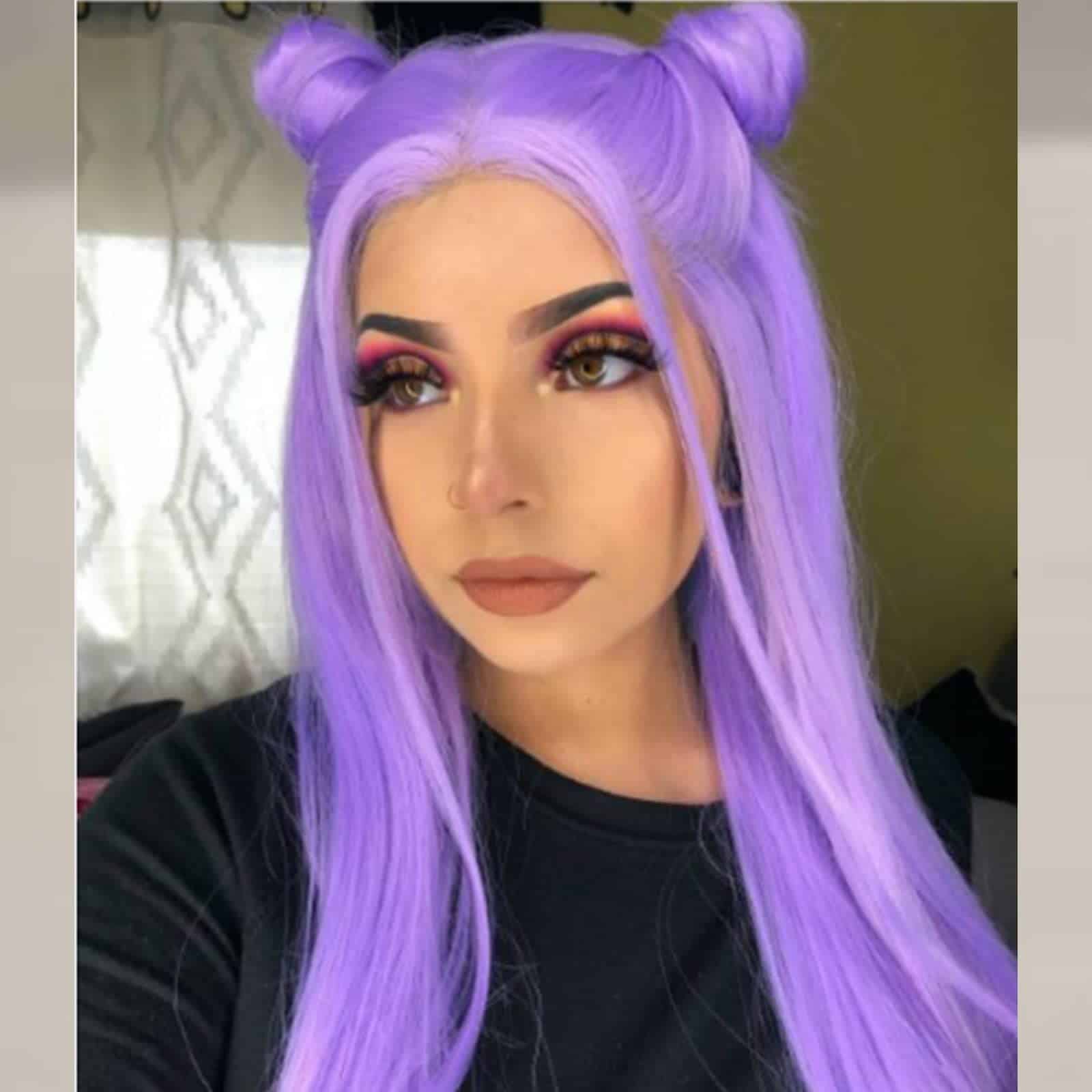 Pelucas Frontales de Encaje Sintético Morado para Mujeres