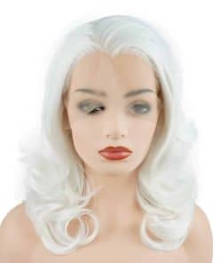 Peluca Sintética de Encaje Frontal Blanco Ondulado a la