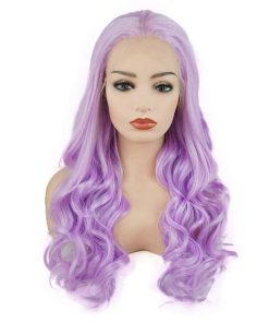 Peluca Sintética de Encaje Frontal Ondulada Larga de 24