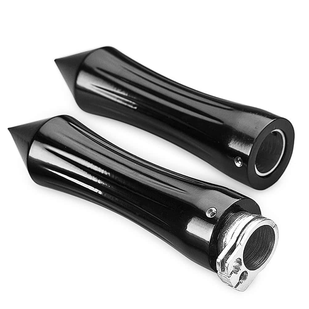 2 x Puños de Manillar de Aluminio Billet Anodizado Negro