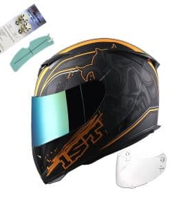Casco de motocicleta 1STorm calavera rey mate naranja + una