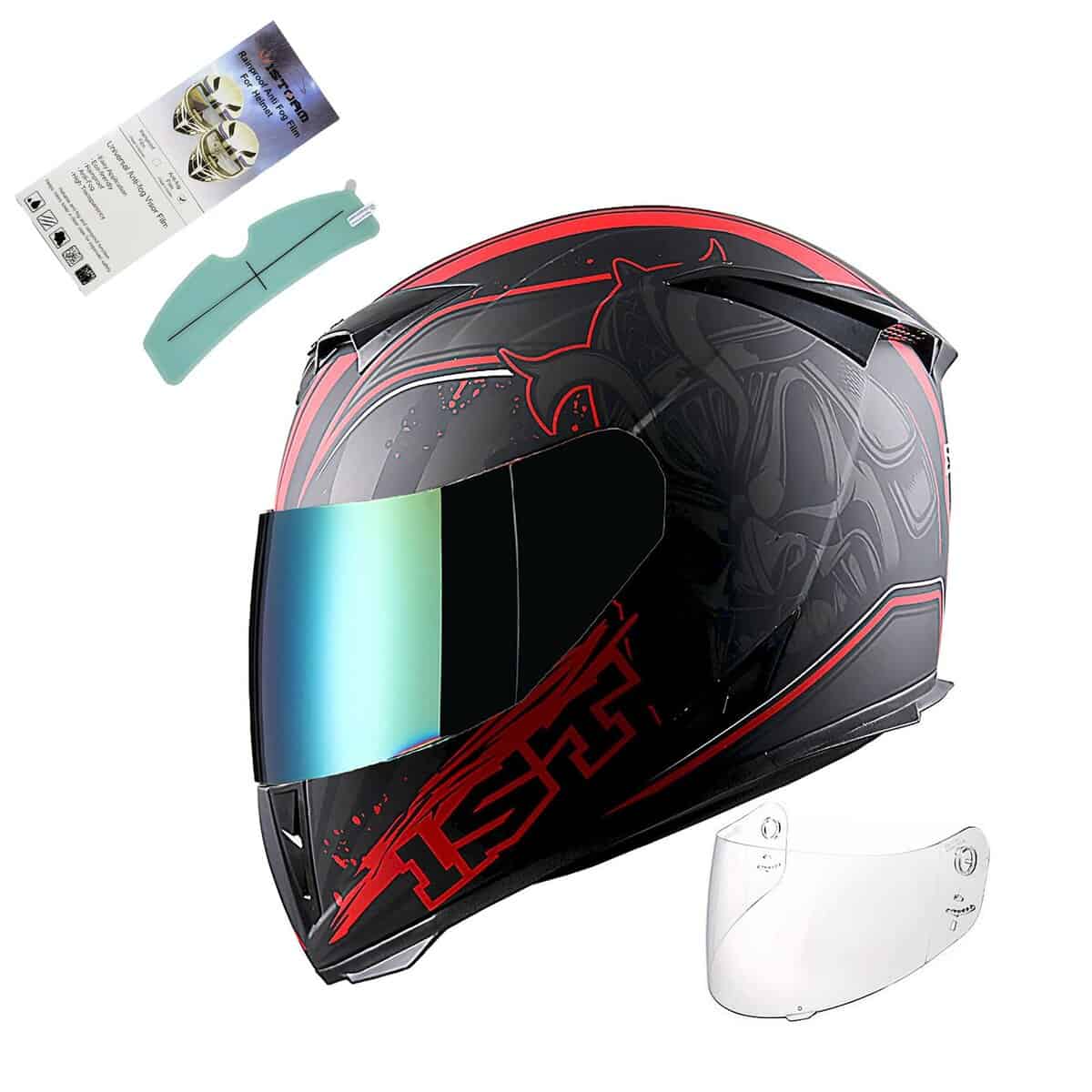 Casco Integral para Motocicleta 1STorm Skull King Matt Red
