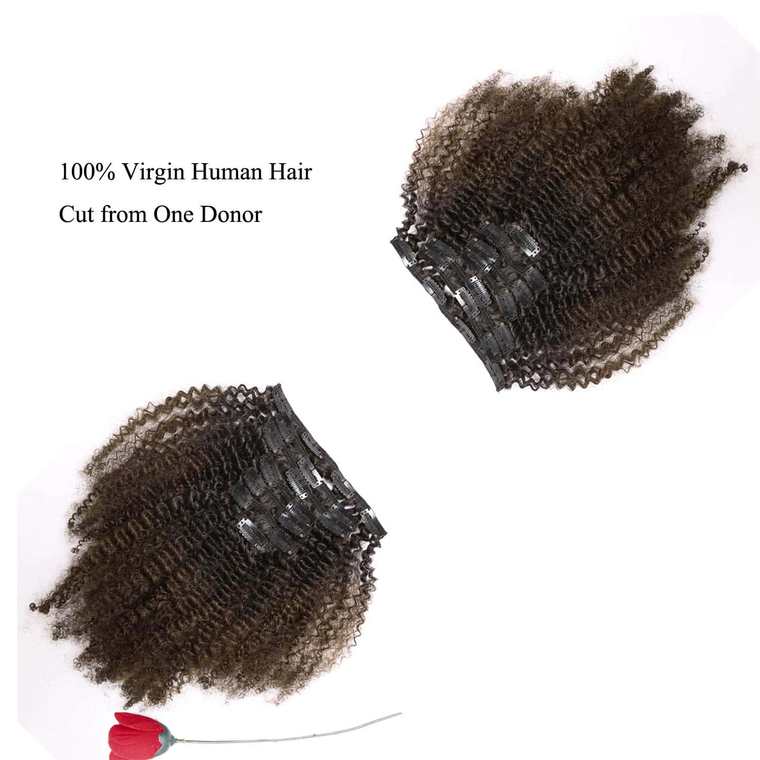 Extensiones de Cabello Rizado Kinkys Clip en -Ombre #1B/4 - Imagen 9