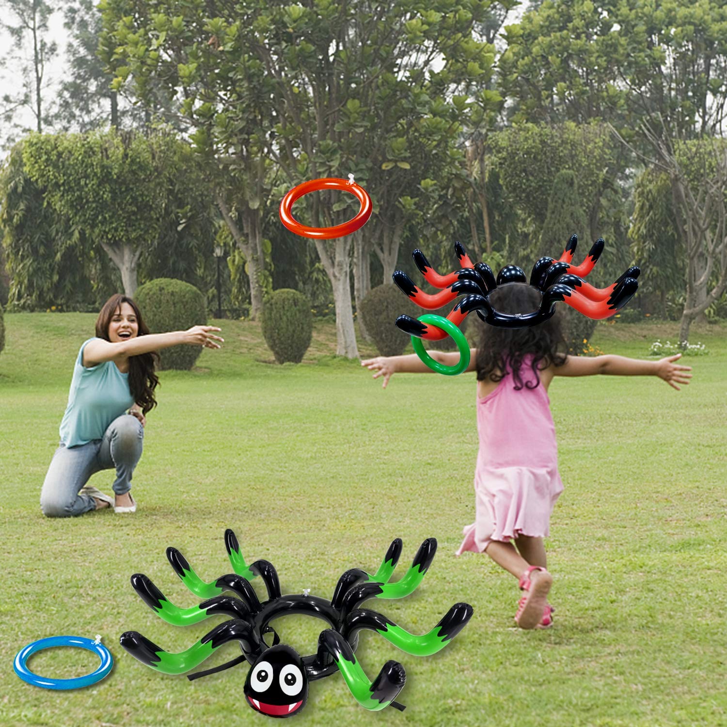 15 Piezas Juego de Anillos de Lanzamiento de Araña Inflable - Imagen 8