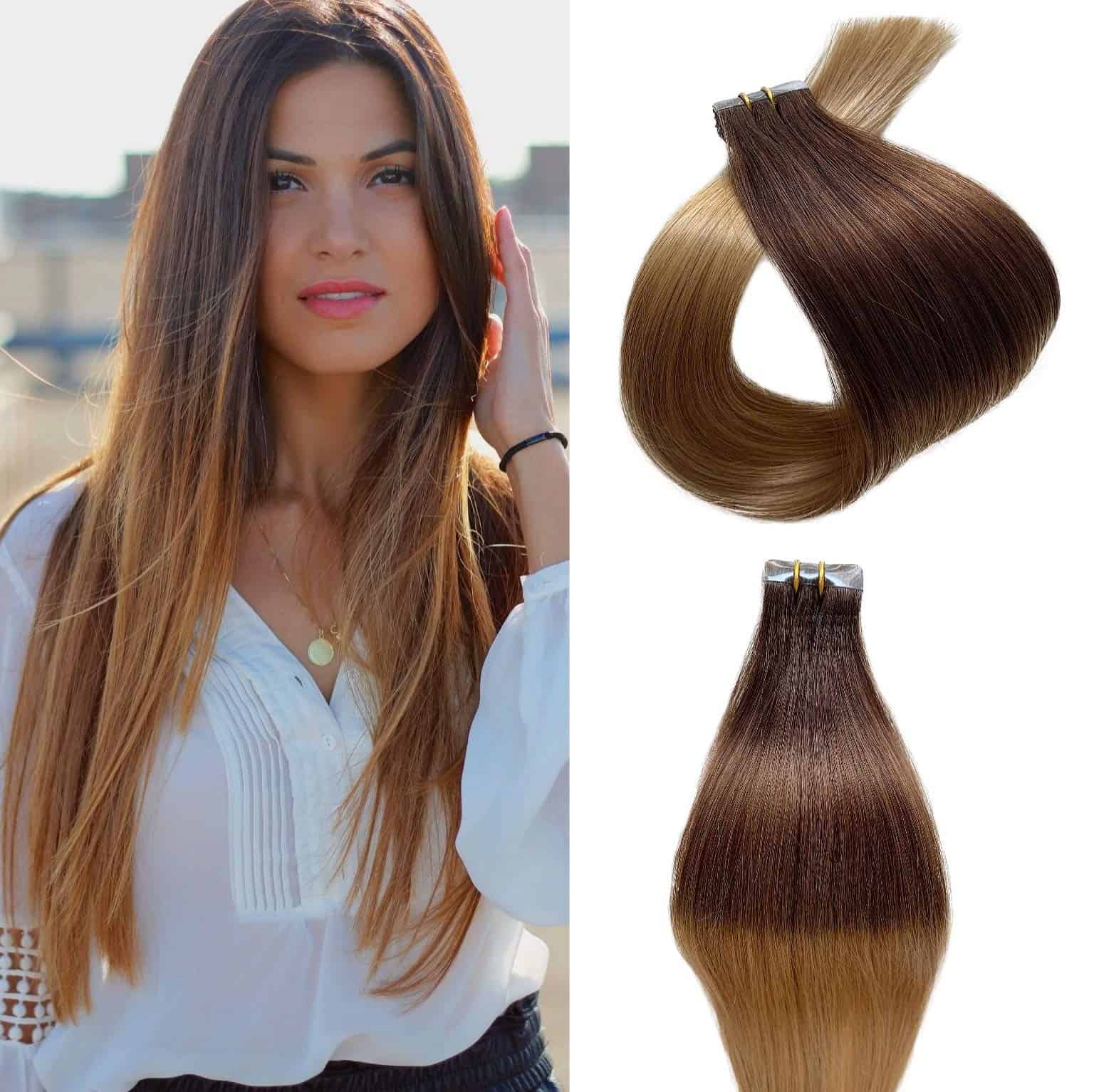 Extensiones de Cabello Humano Real Tape in Ombre Multicolor