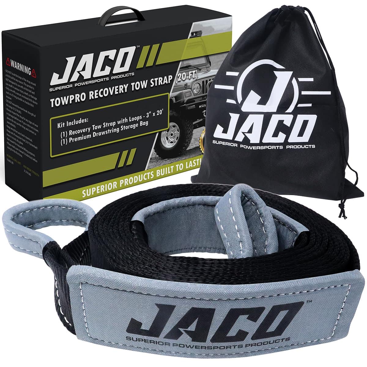 JACO 4X4 TowPro Recovery Tow Strap - 3 pulgadas x 20 pies |