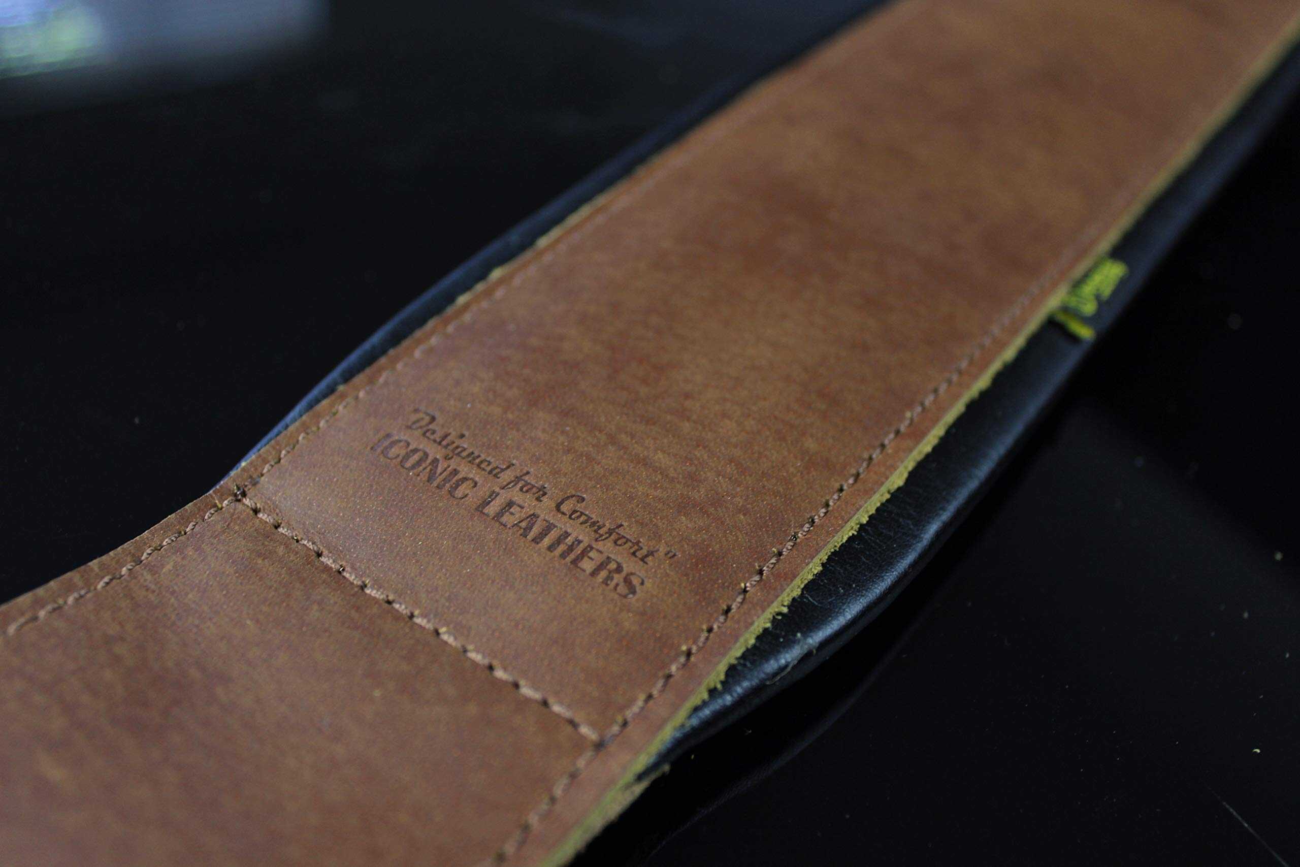 Correa de Guitarra y Bajo Doble Acolchada de Cuero Marrón - Imagen 8