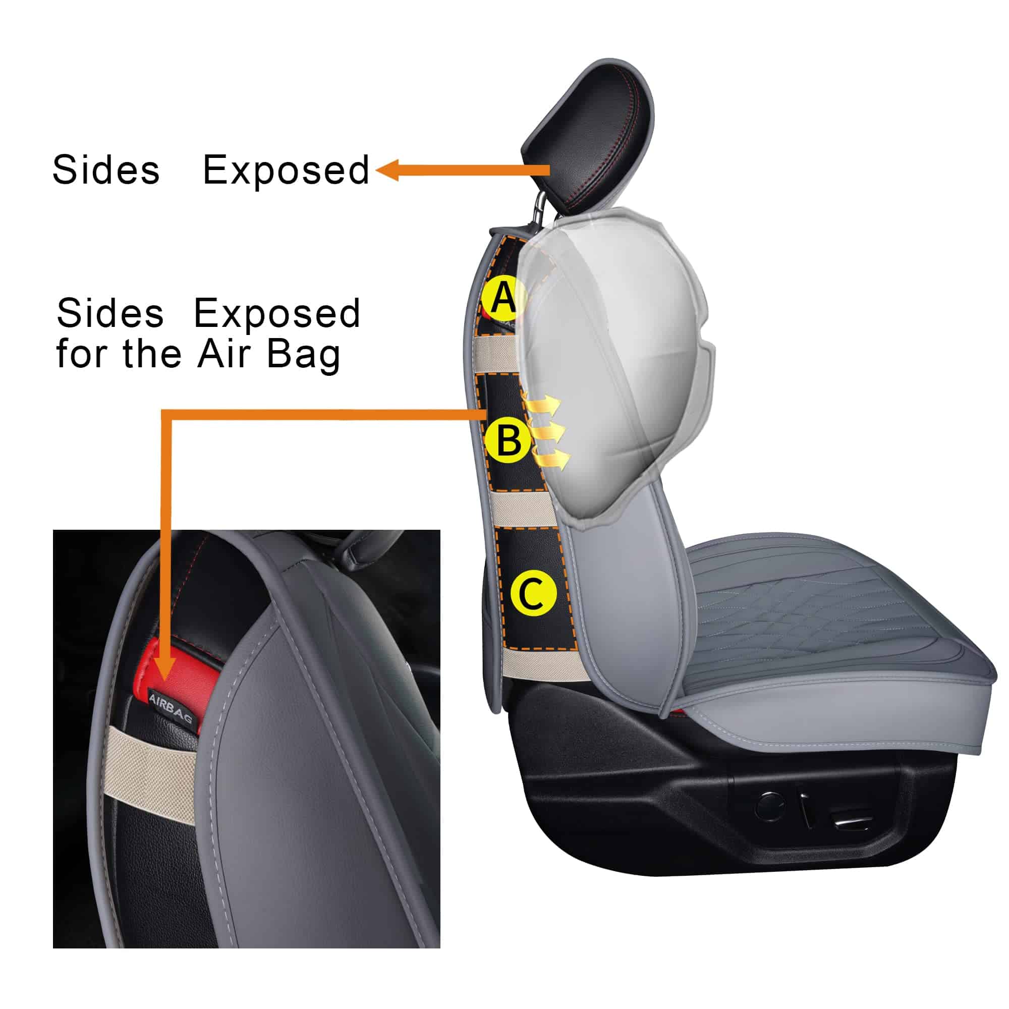 Funda de Asiento de Coche Gris LUCKYMAN CLUB para la - Imagen 4