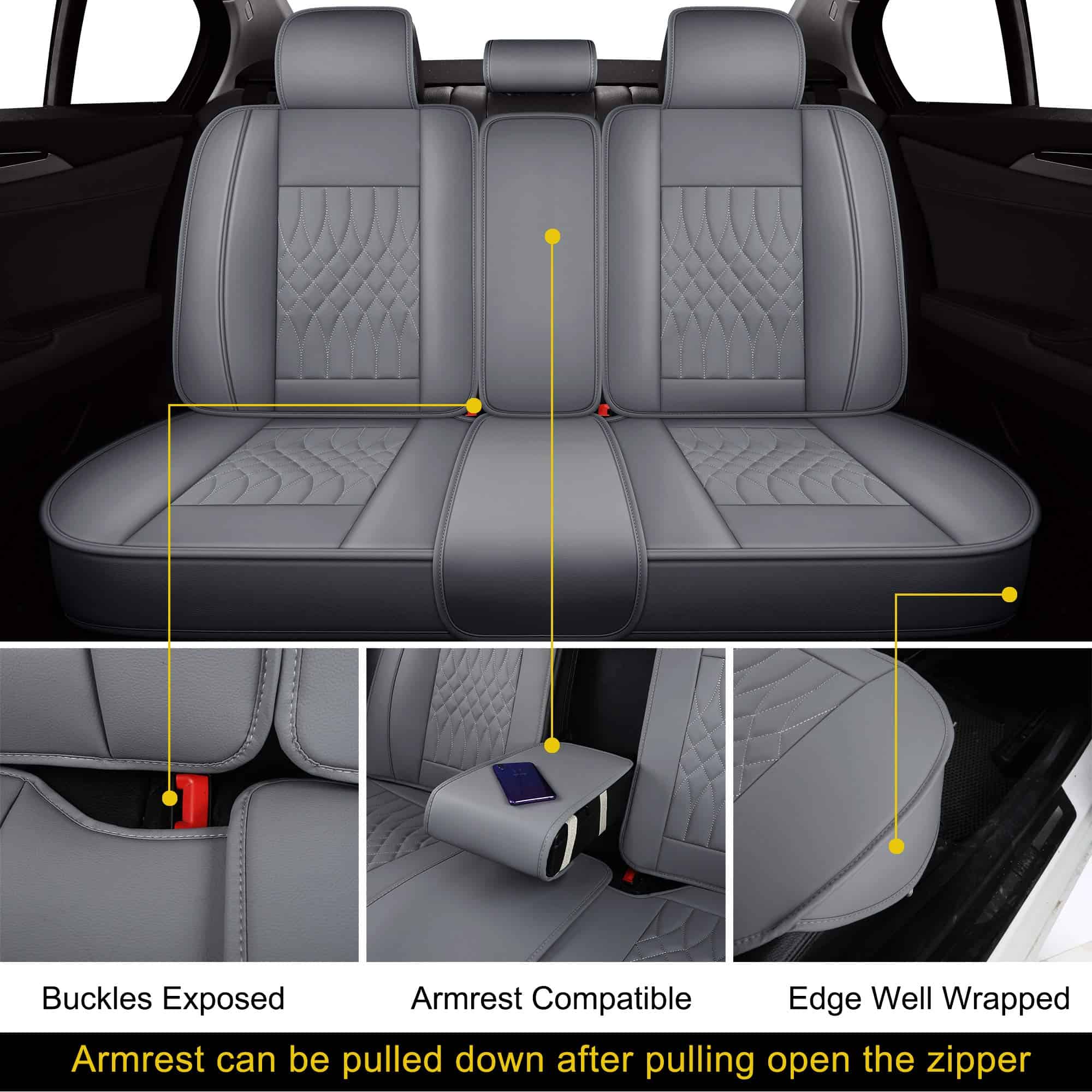 Funda de Asiento de Coche Gris LUCKYMAN CLUB para la - Imagen 6