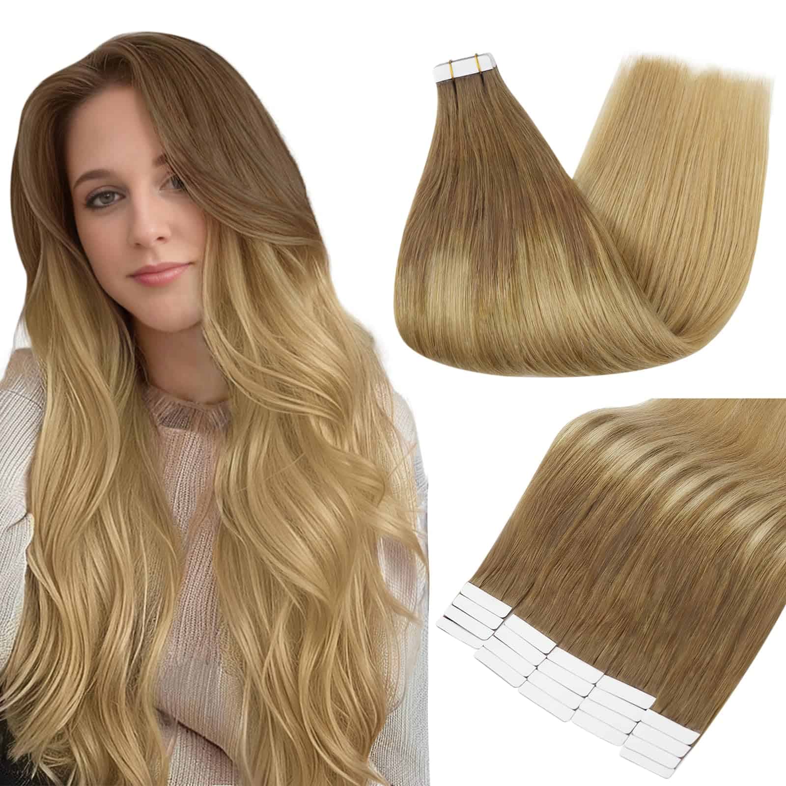 Extensiones de Cabello Humano Tape In Full -Castaño Claro De