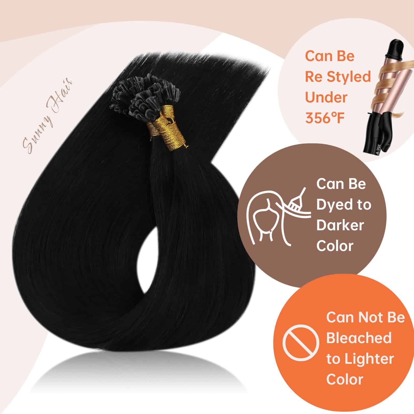 Extensiones de Cabello en Forma de U Color Negro Intenso - Imagen 5