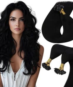 Extensiones de Cabello en Forma de U Color Negro Intenso