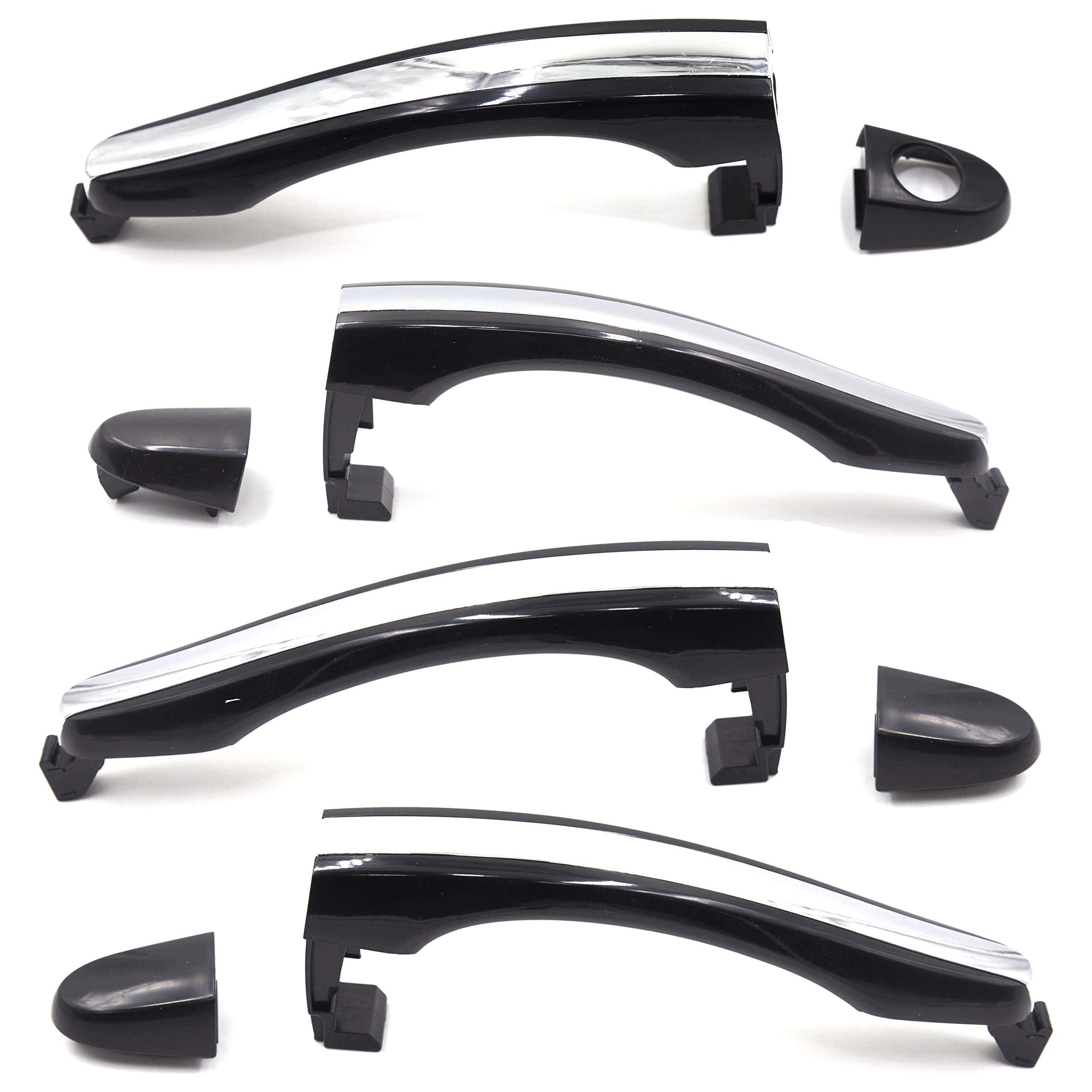 Set de 4 Manijas de Puerta Exterior Cromadas/Negras