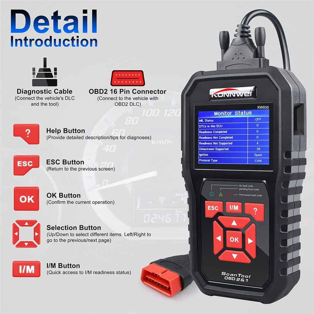 KONNWEI Auto OBD2 Scanner Escáner Profesional de OBD II - Imagen 5