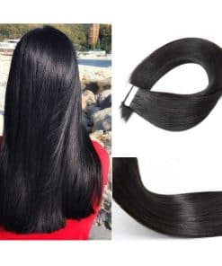 Extensiones de Cabello Humano Remy Tape in Suave Rectas #1B