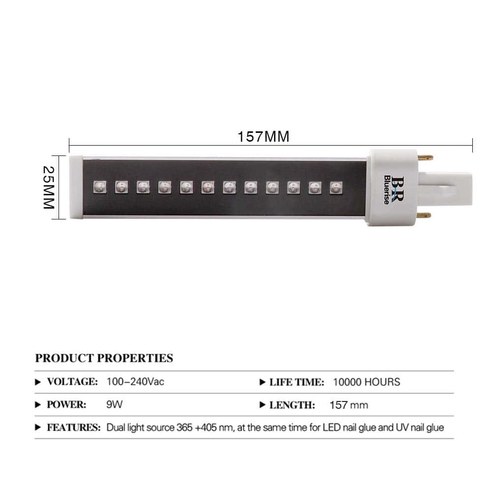 Lámpara de Uñas de Gel BLUERISE 9w Luz LED UV 4 Piezas 365 - Imagen 4