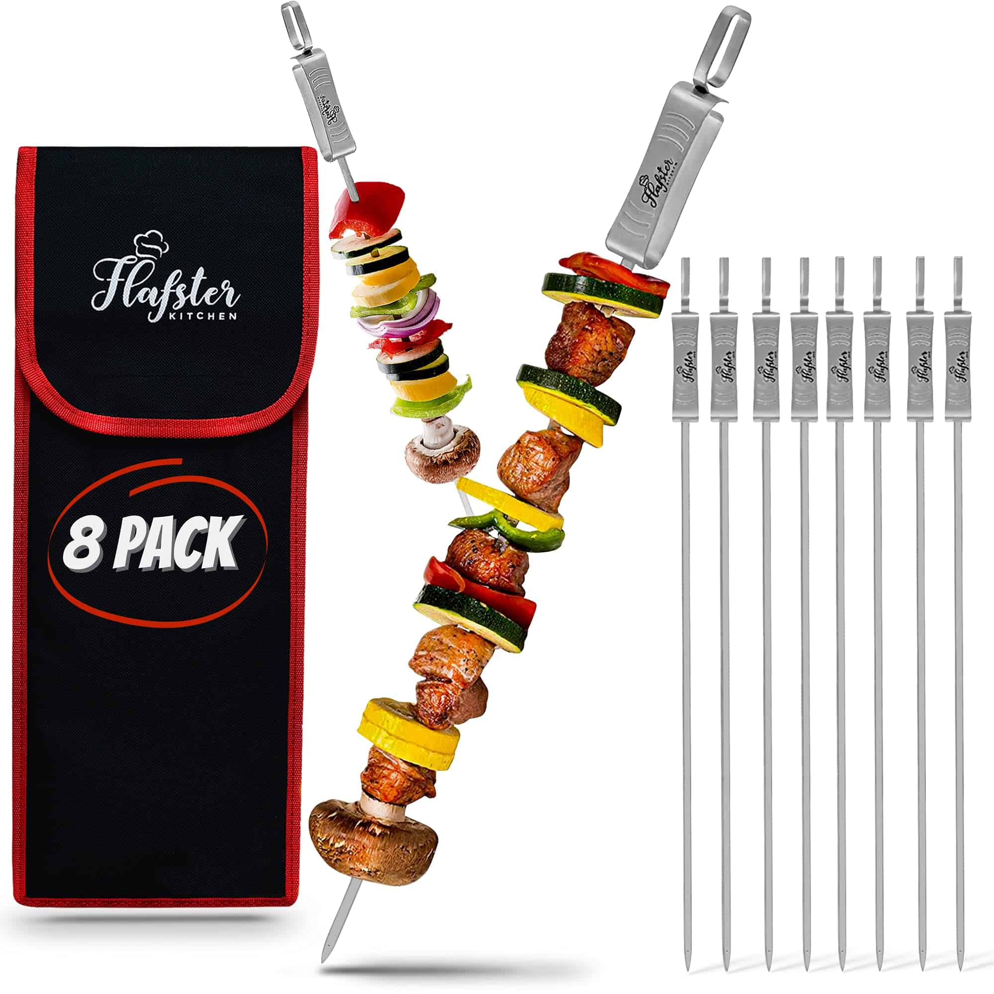 FLAFSTER KITCHEN BBQ Skewers for Grilling - 16" Stainless