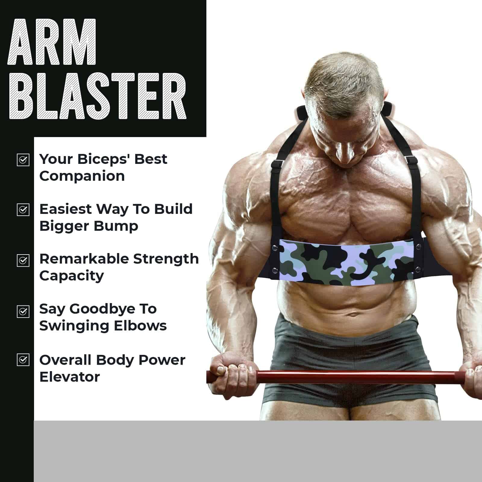 DEFY Arm Blaster para Bíceps y Tríceps -Verde Camuflaje - Imagen 7
