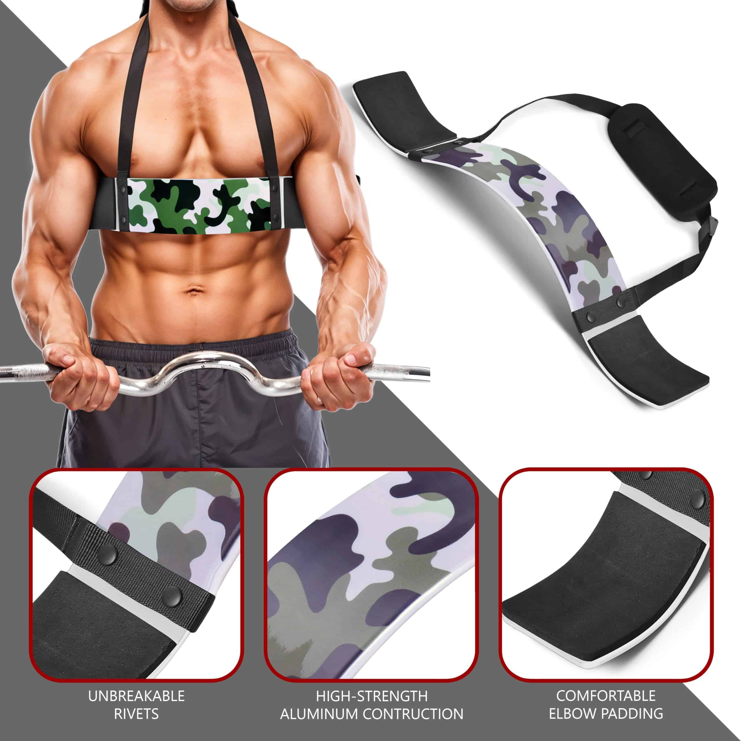 DEFY Arm Blaster para Bíceps y Tríceps -Verde Camuflaje - Imagen 4