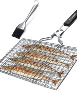 Canasta para Asar Pescado, Plegable Portátil de Acero