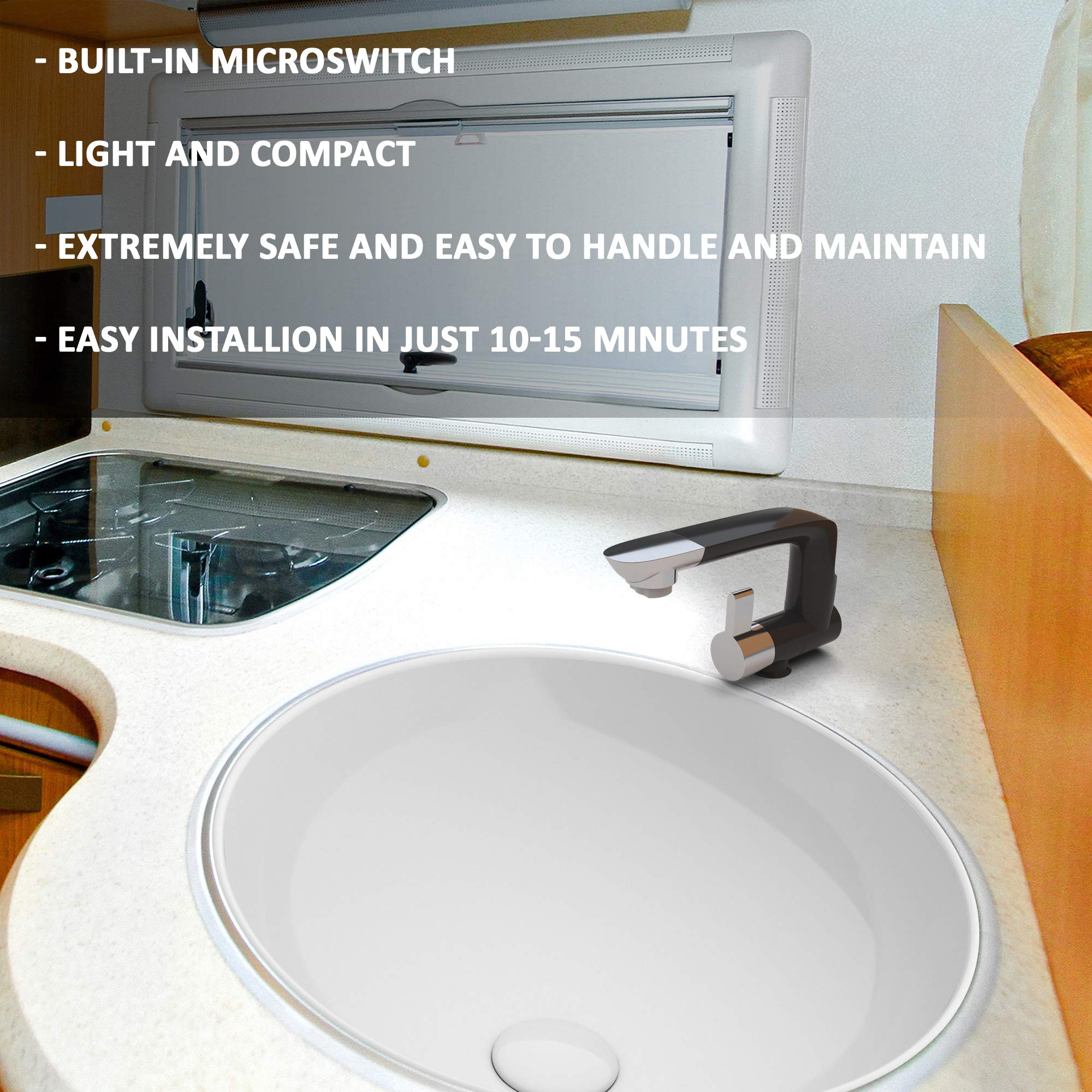 Grifo de Agua Eléctrico de 12V con Interruptor -Negro - Imagen 5