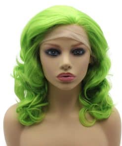 Pelucas de Encaje Frontal Sintético Ondulado a la Altura de