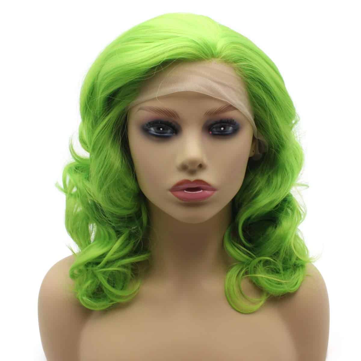 Pelucas de Encaje Frontal Sintético Ondulado a la Altura de