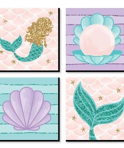 Set de Arte de Pared Infantil Let's Be Mermaids de Big Dot