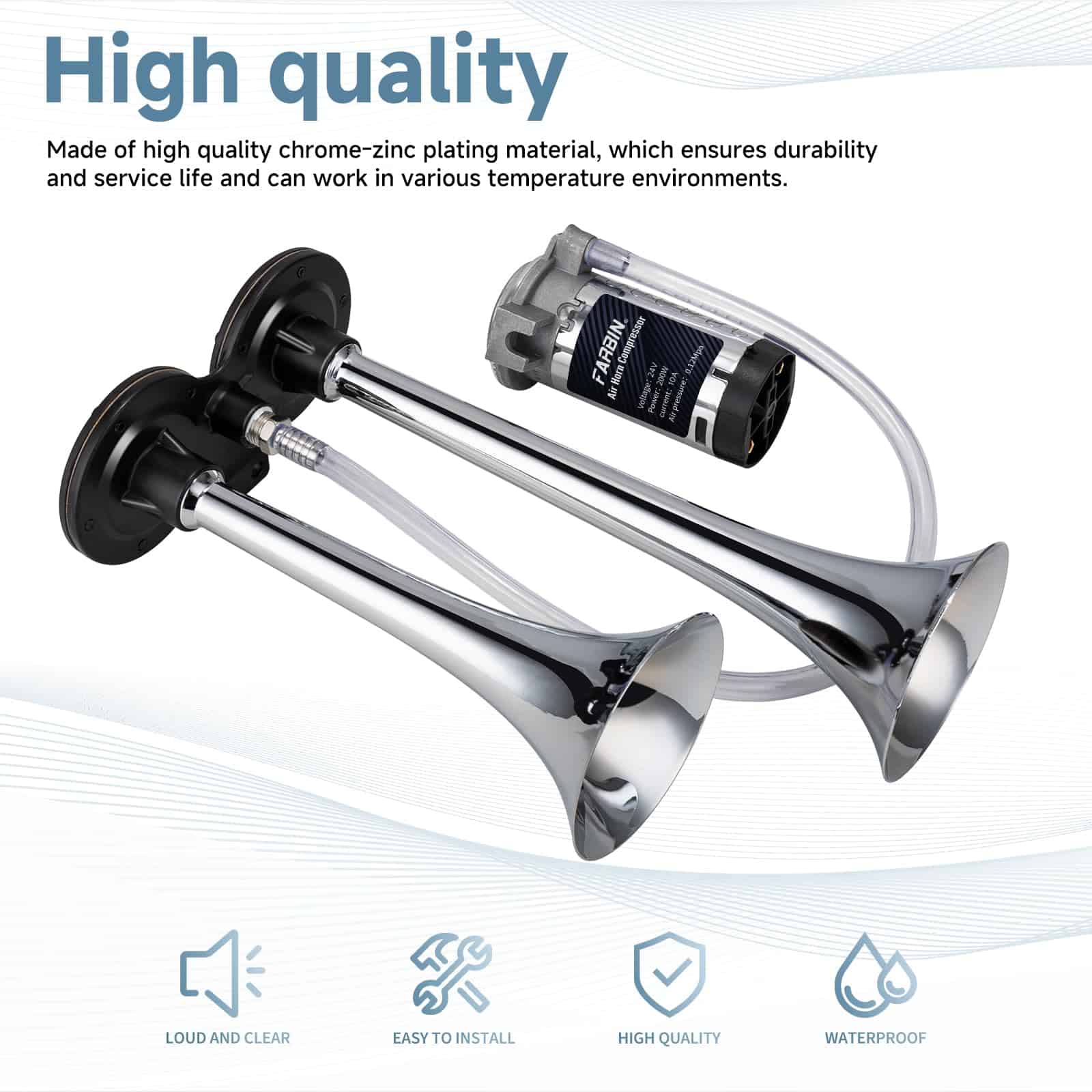 Claxon para Coche FARBIN 24V 150db Súper Fuerte Kit de - Imagen 8