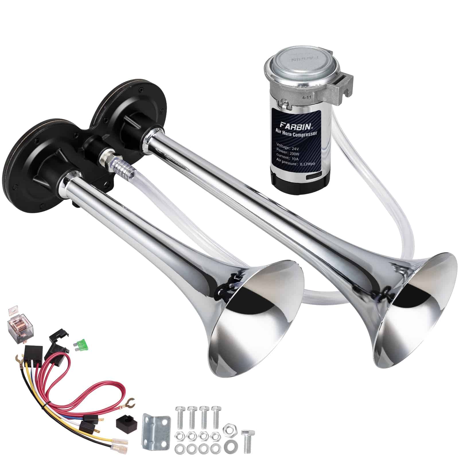 Claxon para Coche FARBIN 24V 150db Súper Fuerte Kit de