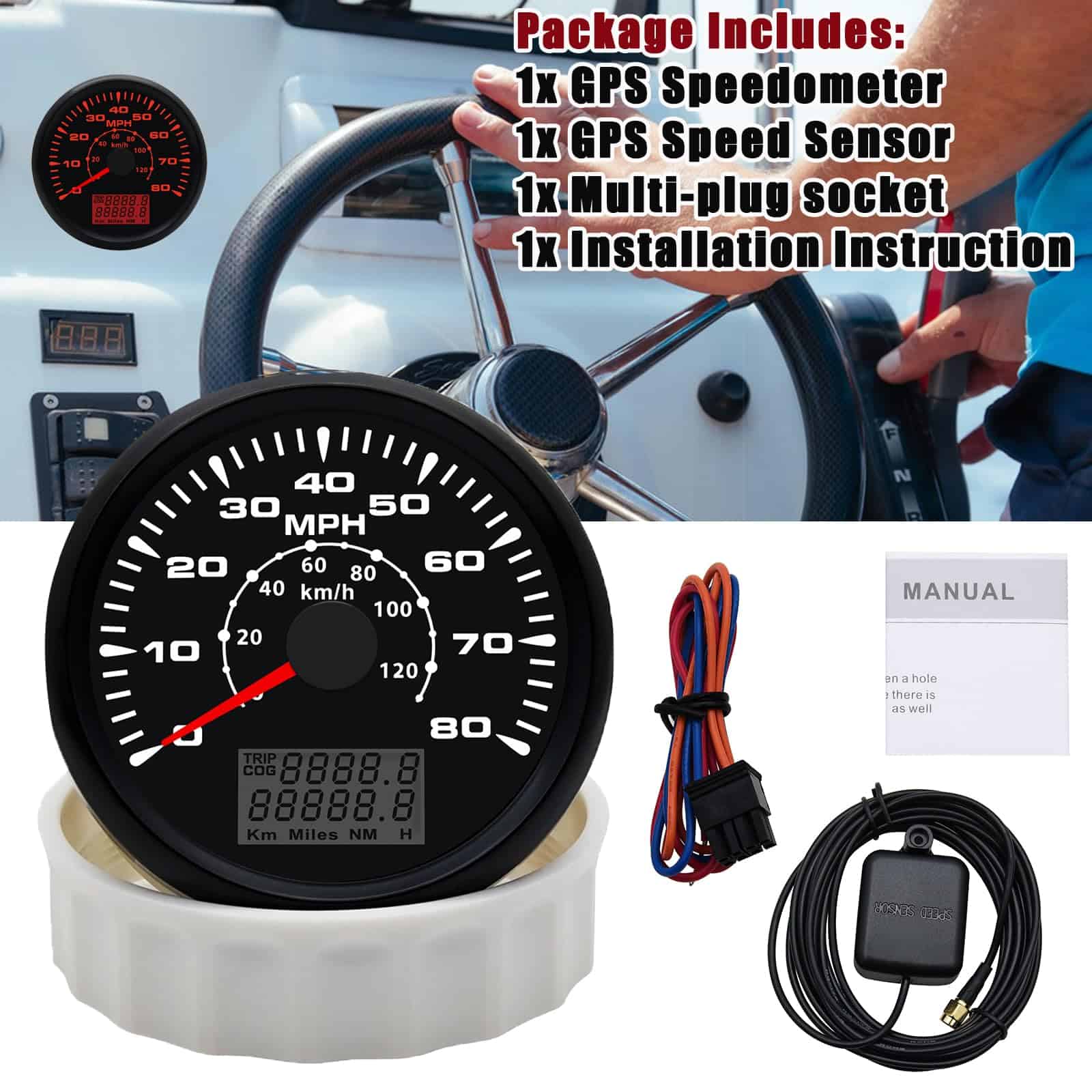 Velocímetro GPS Geloo de 85MM para Barco MPH Velocímetro a - Imagen 6