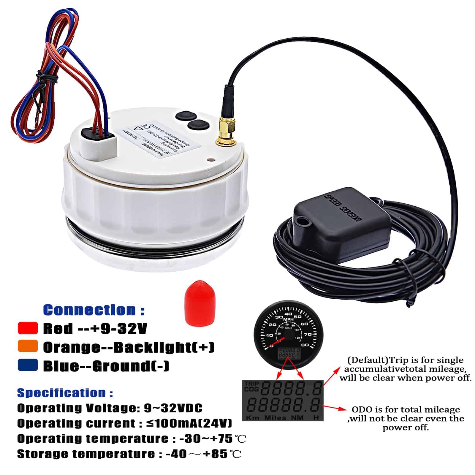 Velocímetro GPS Geloo de 85MM para Barco MPH Velocímetro a - Imagen 4