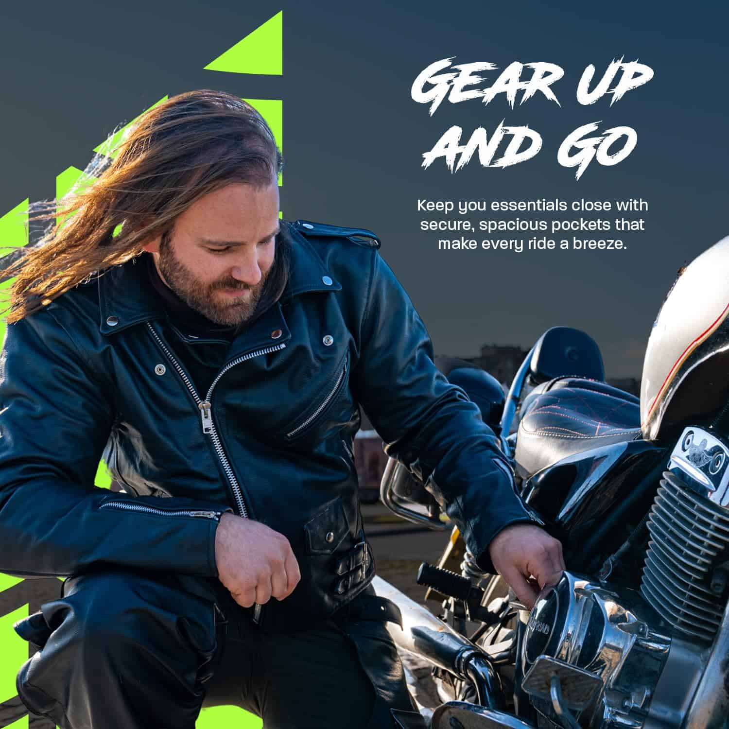 Chaqueta de Moto de Cuero HWK Brando para Hombres, Chaqueta - Imagen 7