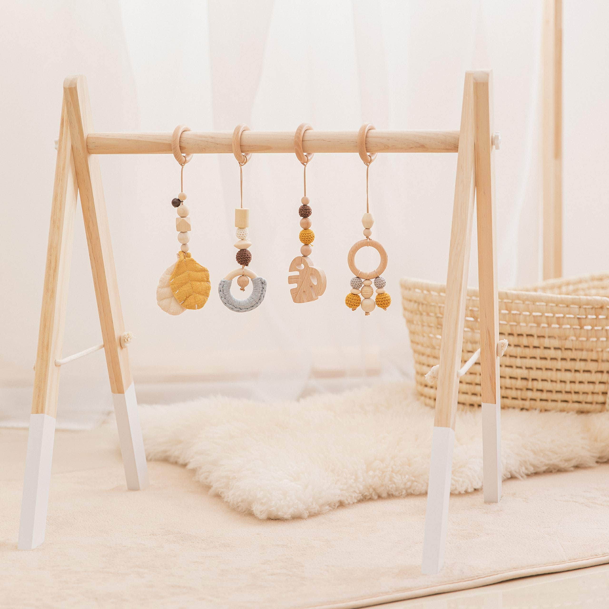 Gimnasio de Juegos para Bebé Plegable de Madera Orgánica