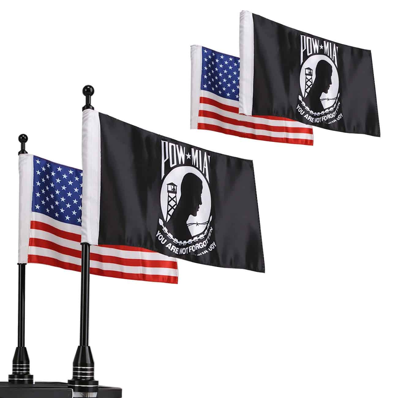 MASION Vivid Color Motorcycle Flag 2 American Flag + 2 POW - Imagen 9