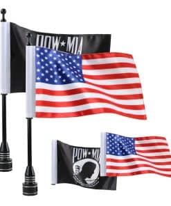 MASION Vivid Color Motorcycle Flag 2 American Flag + 2 POW