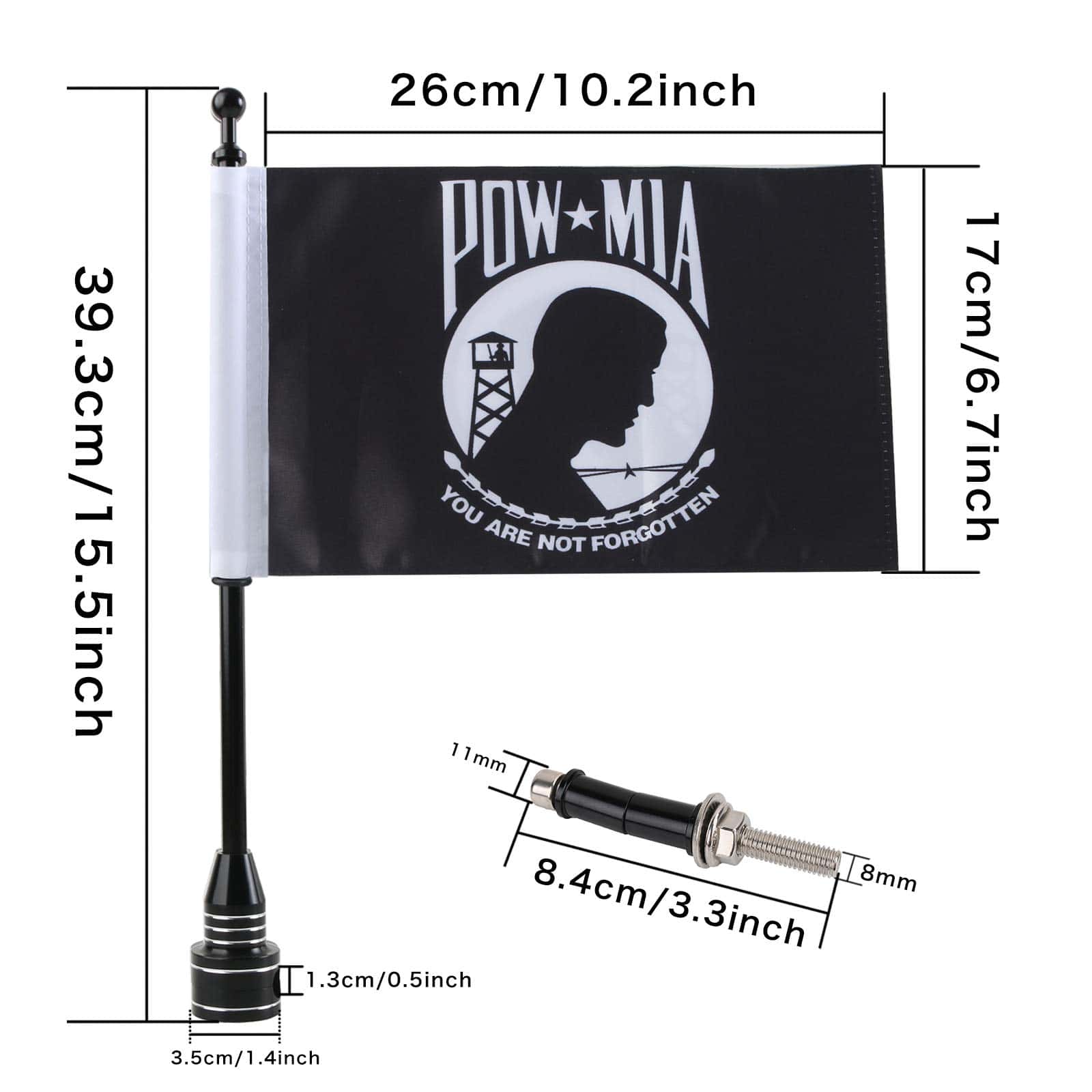 MASION Vivid Color Motorcycle Flag 2 American Flag + 2 POW - Imagen 4