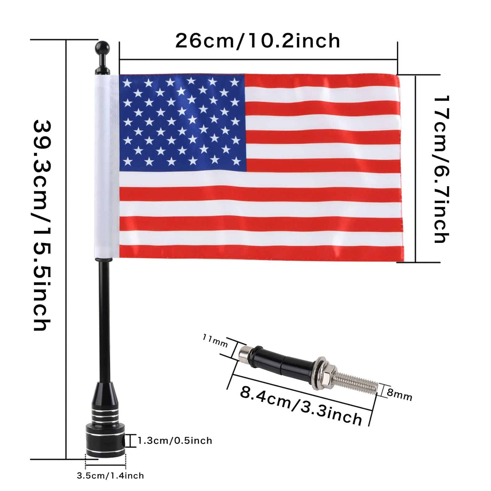 MASION Vivid Color Motorcycle Flag 2 American Flag + 2 POW - Imagen 3