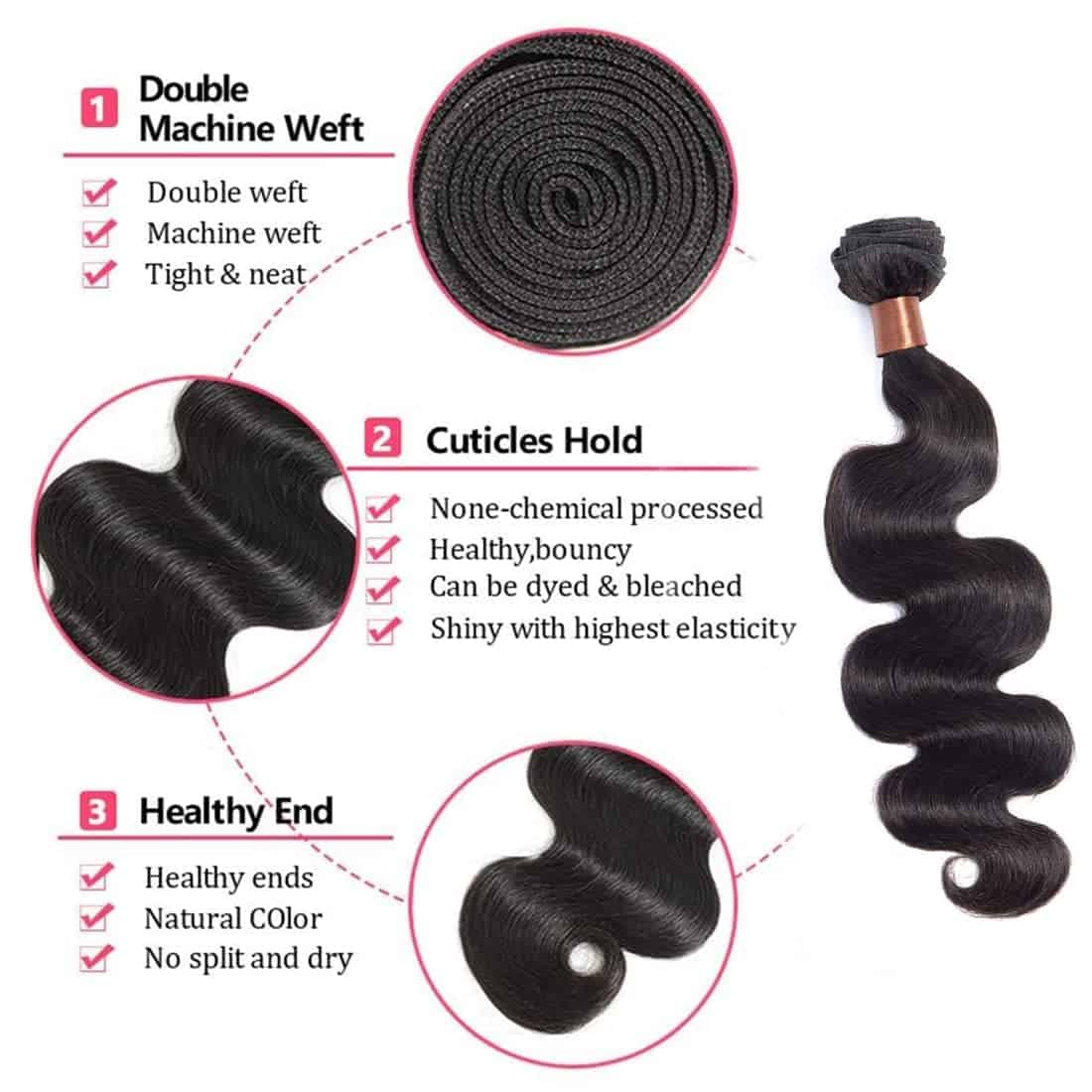 Cabello VIRGIN BODY WAVE de BLACKMOON HAIR Paquete de - Imagen 5