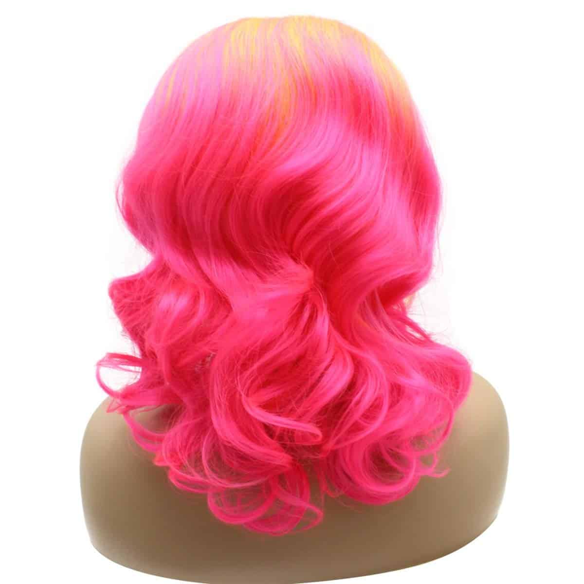 Peluca Ombre Amarillo Rosa Caliente ondas a la Altura del - Imagen 6