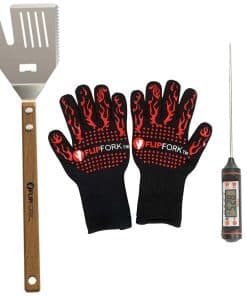 Set de herramientas para BBQ Flipfork con guantes y