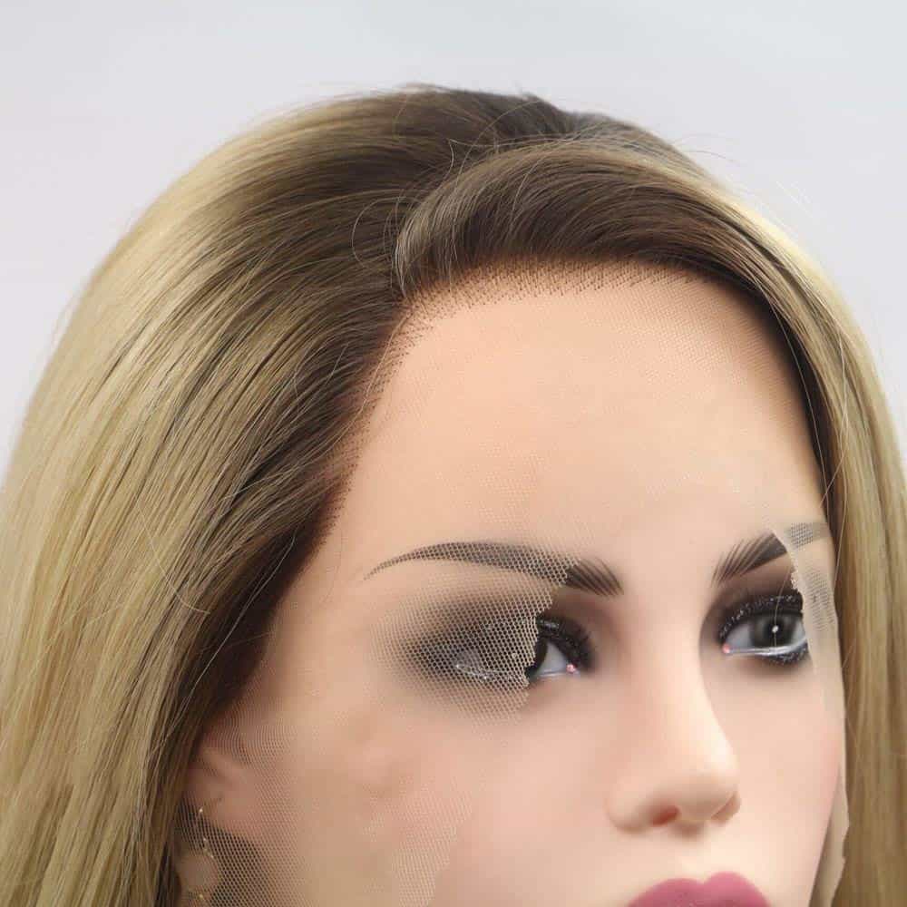 Pelucas de Encaje Rubias Ombre Marrón Largo Ondulado - Imagen 7