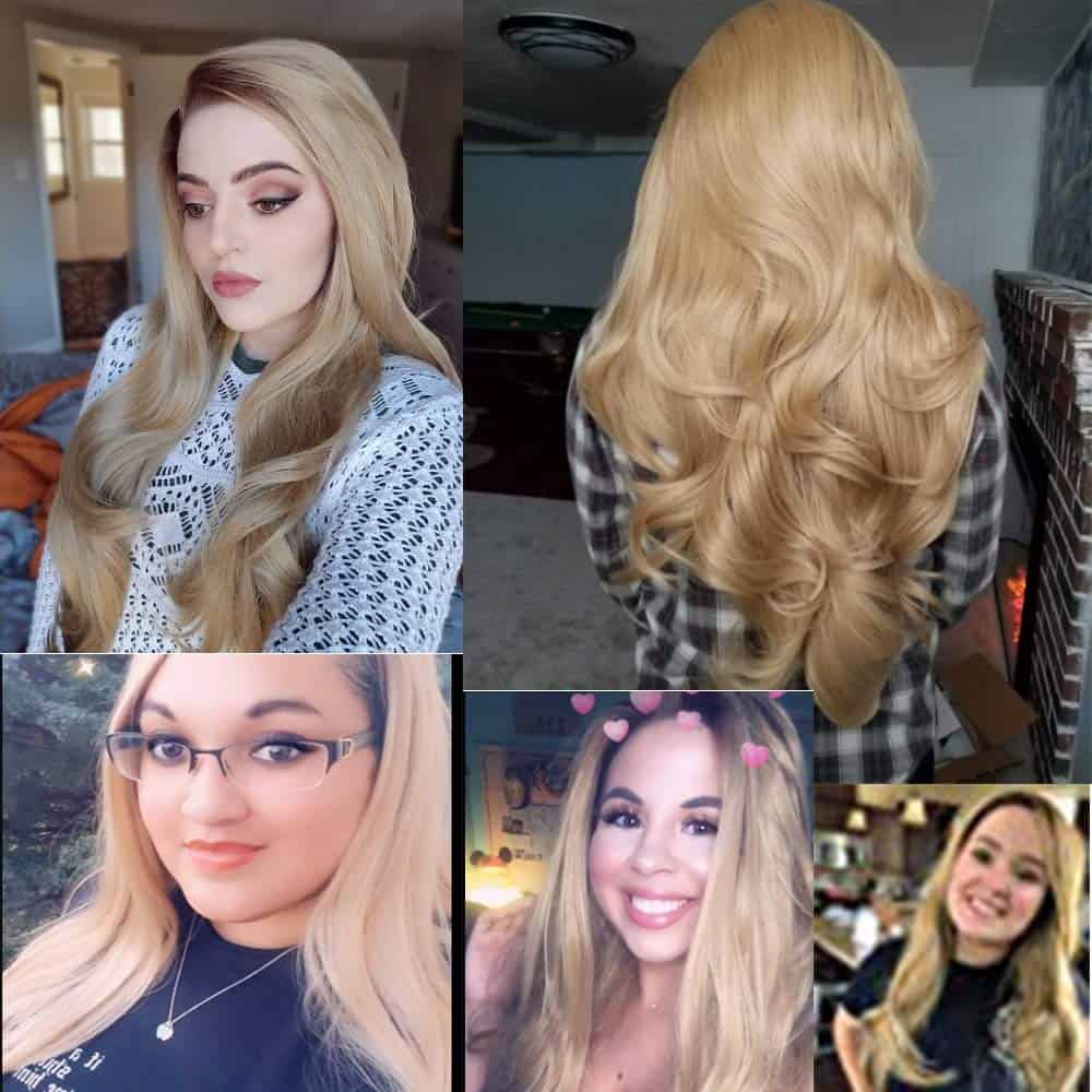 Pelucas de Encaje Rubias Ombre Marrón Largo Ondulado - Imagen 3