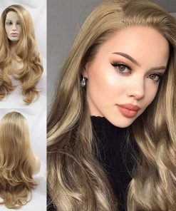 Pelucas de Encaje Rubias Ombre Marrón Largo Ondulado