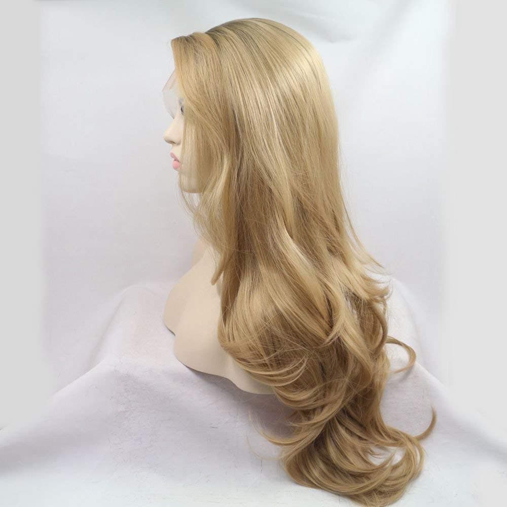 Pelucas de Encaje Rubias Ombre Marrón Largo Ondulado - Imagen 6