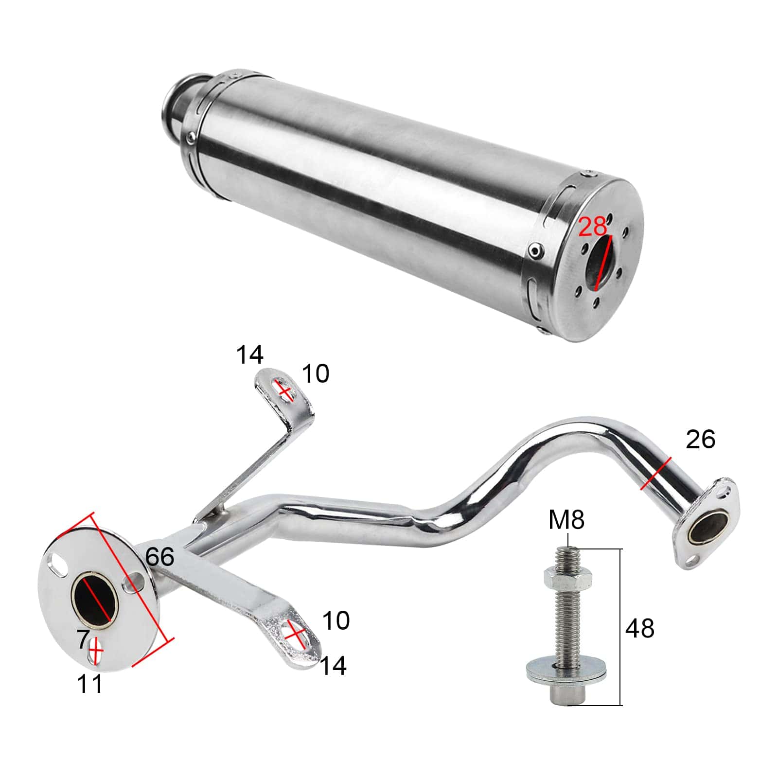 Escape FLYPIG 88x300mm Silenciador de Escape para Scooters - Imagen 7