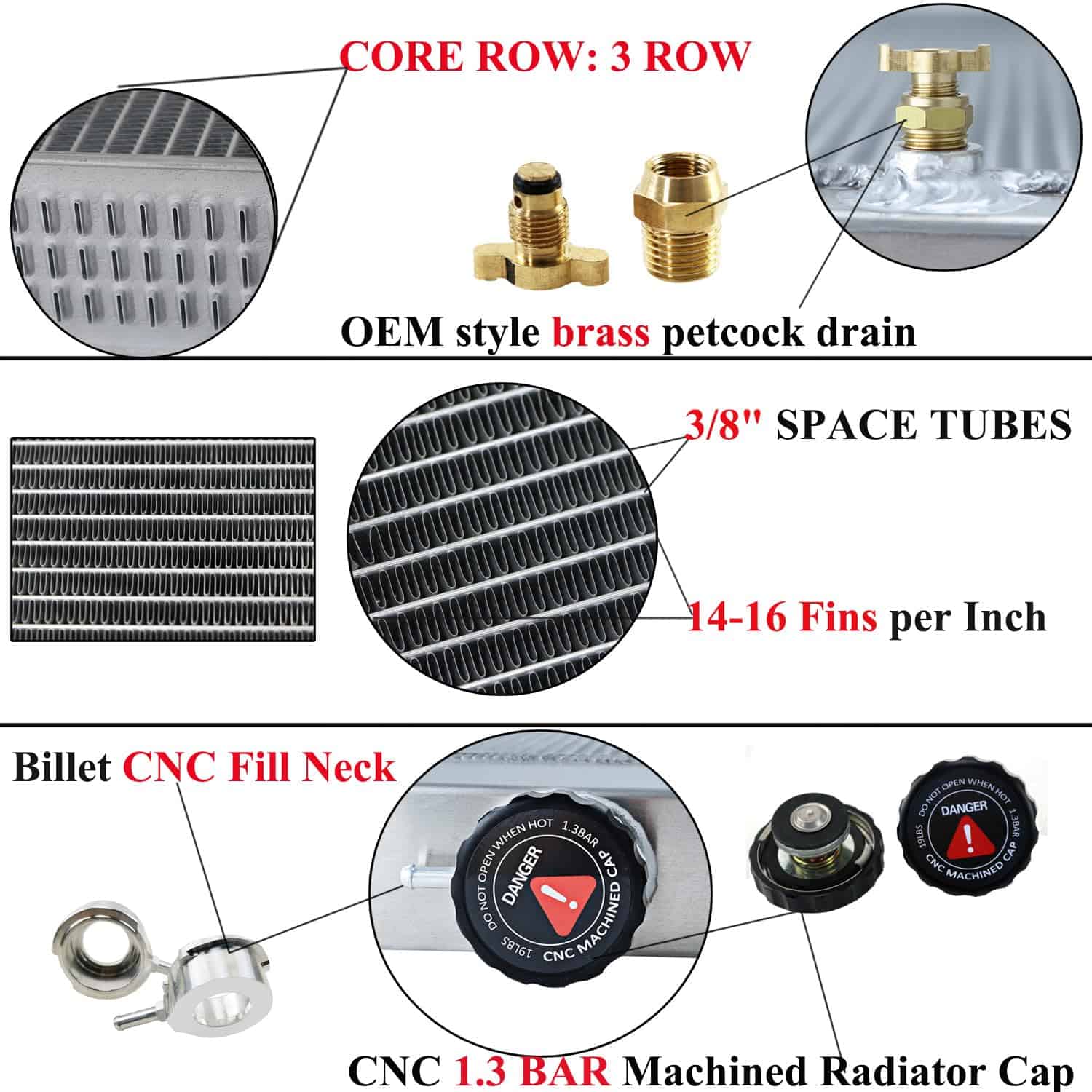 Radiador completo de aluminio de 3 filas ALLOYWORKS para - Imagen 6