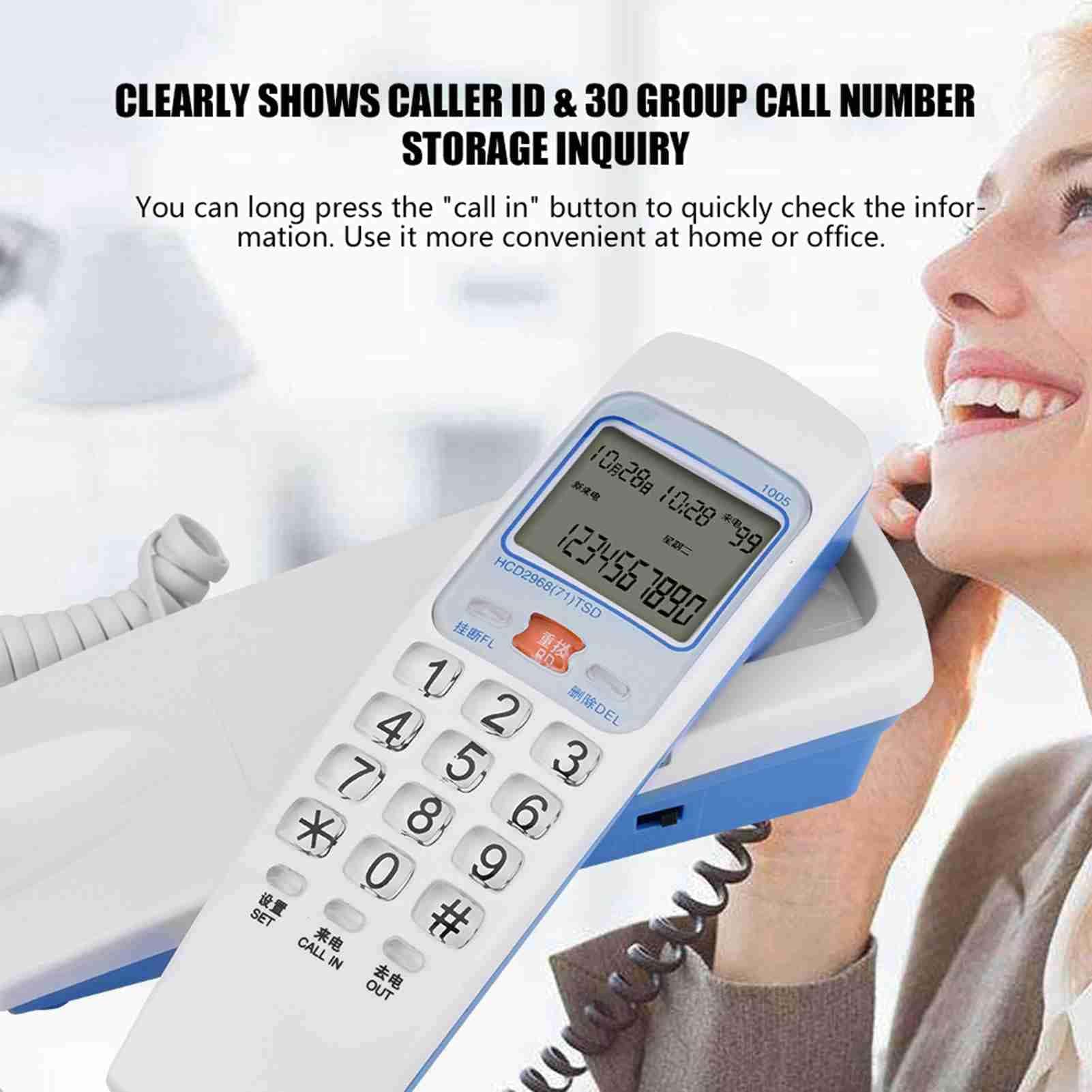 Teléfono Fijo, FSK/DTMF Teléfono de línea fija Caller ID - Imagen 3