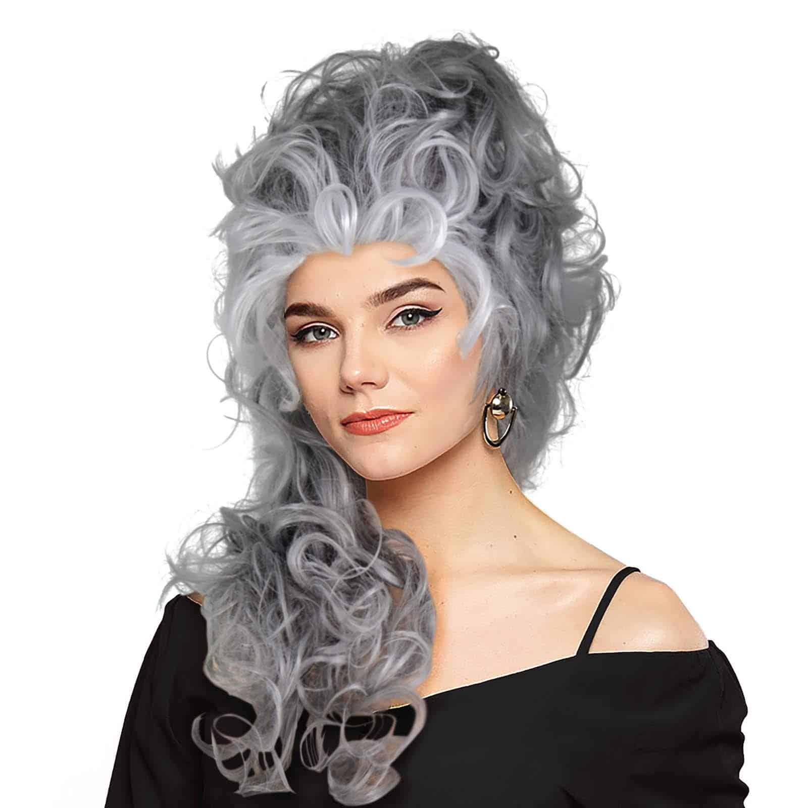 Pelucas Rizadas de Onda Gris para Mujeres Mayores con Pelo